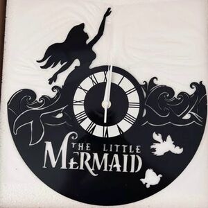 🧜‍♀️ New! The Little Mermaid Real Vinyl Record Die-Cut Silent Wall Clock